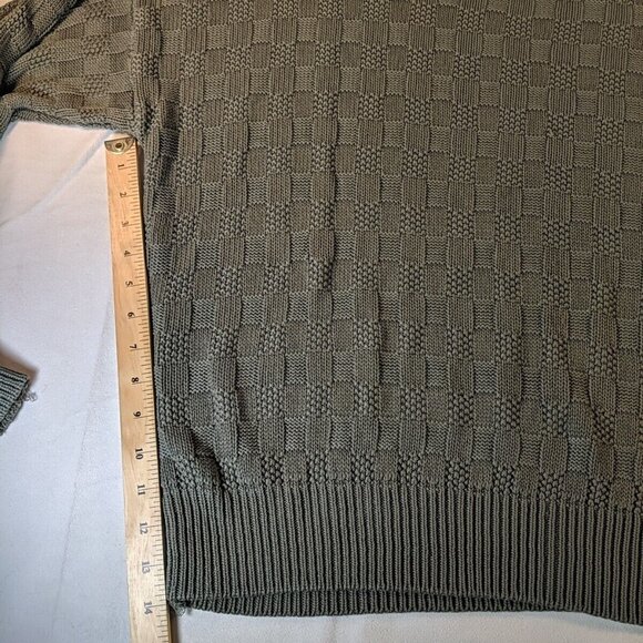 Vintage Spalding Knit Sweater Grey Checkered Mens L Large Gray Long Sleeve Retro - Picture 10 of 15